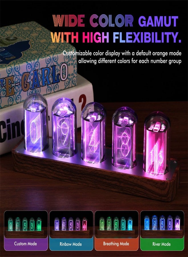 ClocTeck Nixie Tube Clock Walnut Digital Clock, Support Wi-Fi Time SYNC, Alarm & Timer, 12/24H Display, A Retro Gift for Friends (Wood Grain) - Image 5